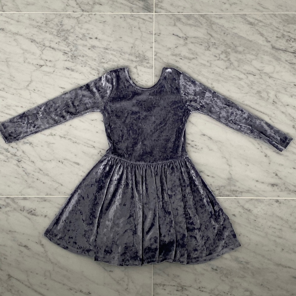 PixieLane crush velvet swing dress in grayish blue